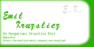 emil kruzslicz business card